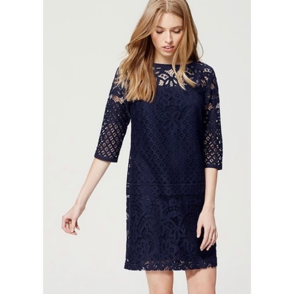 LOFT | Dresses | Loft Navy Blue Lace 